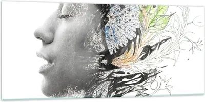Produktbild von Bilder auf glas - Frau Abstraktion - 120x50cm - Glasbilder - Wandbilder - Kunstdruck - zum Aufhängen bereit - Wanddekoration aus Glas - Glas Bilder - Wandbild auf Glas - Einteilig - GAB120x50-3964