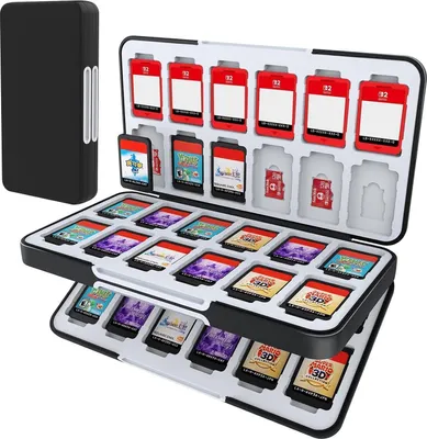 Immagine prodotto di HEIYING Custodia per schede di gioco per Nintendo Switch 48 slot 24 slot Micro SD Nero