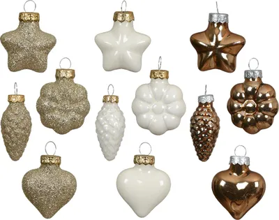 Produktbild von Weihnachtsdekoration: 12er Set Glaskugeln aus Glas für den Weihnachtsbaum, l2b4h4 cm
