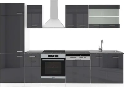 Produktbild von Küchenzeile Vicco R-Line Anthrazit Hochglanz/Weiß 300 cm , AP Anthrazit, Model 42395