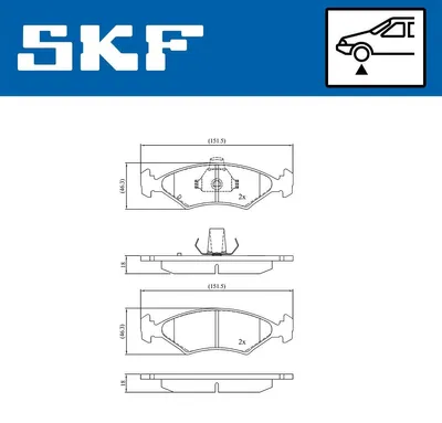 Produktbild von SKF Bremsbeläge Satz Vorne Bremsklötze für FORD Fiesta Mk4 Schrägheck (JAS, JBS) VKBP 80602