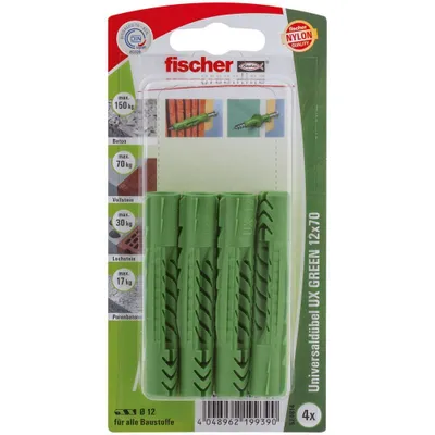 Immagine prodotto di Spina universale Fischer UX verde 12,0 x 70 mm - 4 pezzi
