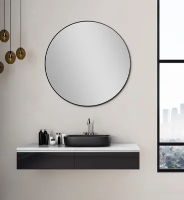 Immagine prodotto di Talos Picasso, specchio nero, diametro 80 cm, con cornice in alluminio di alta qualità, ideale per ambienti eleganti