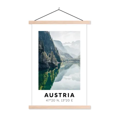 Produktbild von MuchoWow® Textilposter Österreich - Alpen - Wasser - Berg 40x60 cm mit holzfarbenen Rahmen - Poster