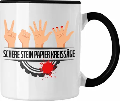 Produktbild von Trendation - Schere Kreissäge Tasse Geschenk Holzarbeiter Geschenkidee Schreiner (Schwarz)