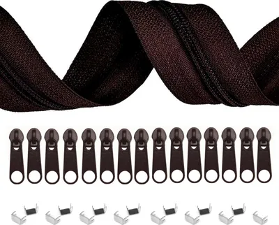 Produktbild von 5m Endlos-Reißverschluss 3mm mit 10 Zippern und 15 Endstücke freie Farbwahl,141 dunkelbraun