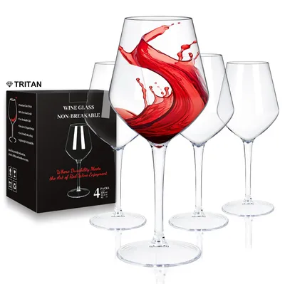 4 unzerbrechliche Tritan-Rotweingläser, 440 ml, wiederverwendbar