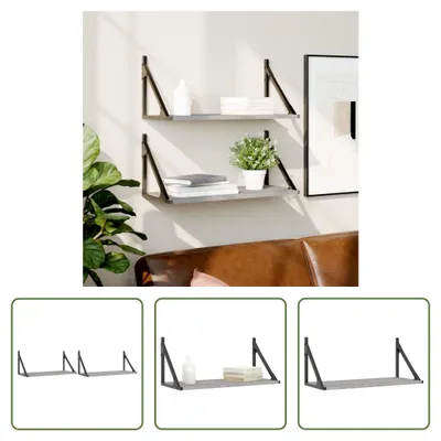 Image de The Living Store Étagères murales 2 pcs. Gris Sonoma 60x25x25,5 cm Matériau dérivé du bois