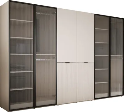 Produktbild von Kleiderschrank, Sandbeige / klares Glas, 3 x 100 x 200 x 51 cm