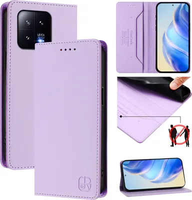 Produktbild von Lederhülle für Xiaomi 13 Hülle Flip Brieftasche Kartenfächern Ständer Schutzhülle Violett