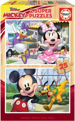 Image de Puzzle 2 x 25 pièces en bois Mickey & Friends Educa 18876