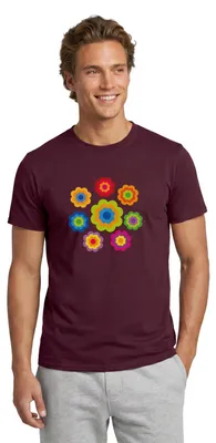 Produktbild von Spreadshirt 70er Jahre Hippie Flower Power Kostüm Blumen Fasching Männer T-Shirt, 3XL, Ziegelrot