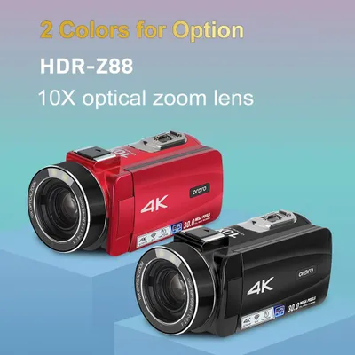 Immagine prodotto di Videocamera digitale ORDRO HDR-Z88 4K, 30 MP, videocamera, registratore DV, schermo touchscreen IPS da 3,0 pollici, zoom ottico 10x, autofocus, connessione Wi-Fi, Zei