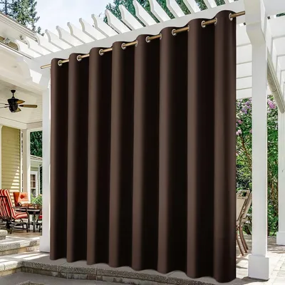 Image de Topchances Outdoor Rideau résistant aux intempéries avec œillets-1 panneau extra large 254cmx213cm Imperméable à l'eau Protection solaire pour balcon terrasse véranda tonnelle,Marron
