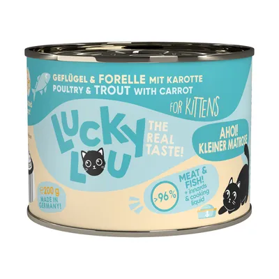 Produktbild von Lucky Lou Lifestage Kitten Geflügel & Forelle 6x 200 g