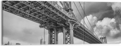 Produktbild von Bild auf Leinwand - Leinwandbild - 3 Teile - Manhattan Brücke Schwarzweiß - 150x50cm - Wand Bild - Wanddeko - Wandbilder - Leinwanddruck - Bilder - Wanddekoration - Leinwand bilder - CA150x50-4156