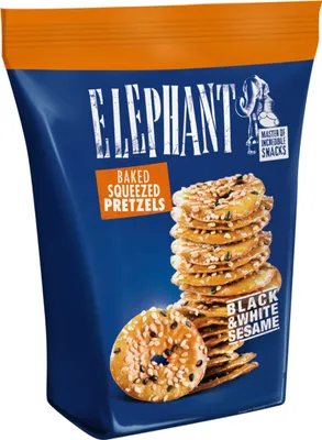 Image de Alka Elephant Pretzels pressés cuits au sésame noir et blanc 80g