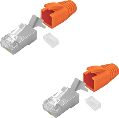 Produktbild von ARLI 2x RJ45 Netzwerkstecker mit Zugentlastung, Einführhilfe und Tülle