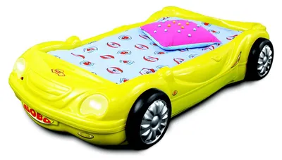 Image de Chambre d'enfant Lit de voiture de course en jaune avec lumière Matelas Sommier
