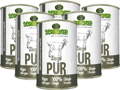 Produktbild von 6 x 410 g - Schecker Ziege PUR - Nassfutter - Dosenfutter - getreidefrei - glutenfrei