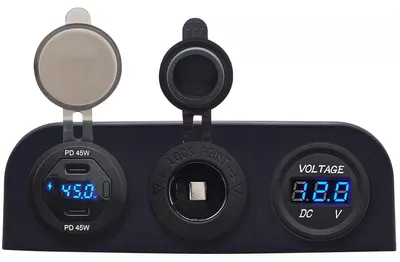 Produktbild von ProRide 12V USB-C 2-Port 45W QC3.0 Ladegerät mit Voltmeter, 12/24V