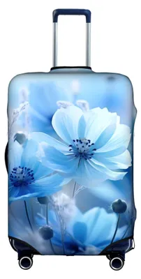 Produktbild von Elastische Gepäckabdeckung, waschbar, kratzfest, in Blau mit Blumenmuster, Größe S