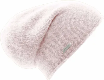 Seeberger Strickmütze-Beanie aus 100% Kaschmir mit Rollrand in beige