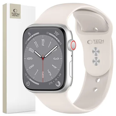 Produktbild von Tech-Protect Silikon Apple Watch 4 / 5 / 6 / 7 / 8 / 9 / Se (38 / 40 / 41 Mm) Starlight
