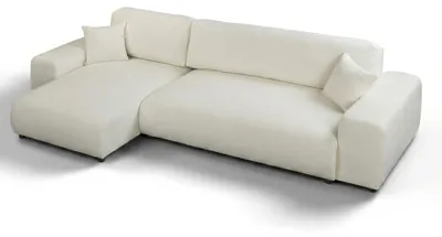 Zdjęcie produktu dla Beżowa, narożna sofa w kształcie litery L, z funkcją spania. Rozkładana sofa do salonu