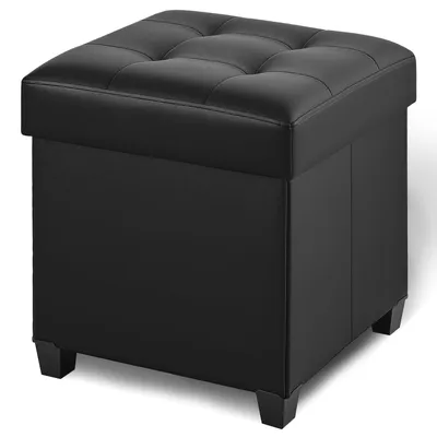 Sitzwürfel mit Stauraum 45x45x50,7 cm, klappbar, Schwarz