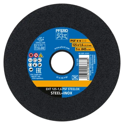 Obrázek produktu pro PFERD 69198296, Řezací disk, Nerezová ocel, Ocel, 12,5 cm, Jakékoliv značky, Plochý, 2,22 cm