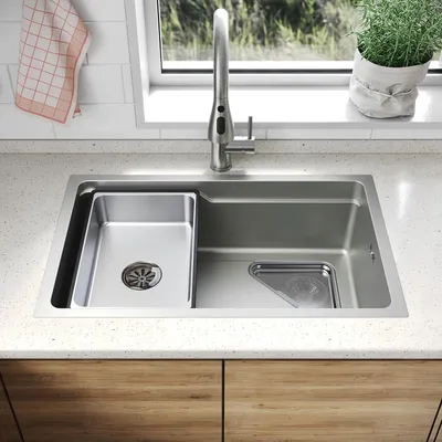 Obrázok produktu pre SONNI Umývačka s úzkym okrajom, štvorcový tvar, 70 x 43 x 24 cm, s nano-striebrom, s trojuholníkovým sitkom, odkvapkávacia misa, batéria