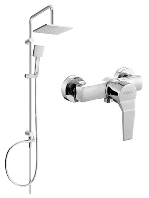 Image de Ensemble de douche extérieur Mexen Tord avec pommeau et mitigeur Caro, chromé - 746640200-00