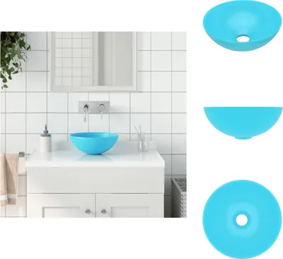 Produktbild von vidaXL Waschbecken Keramik Hellgrün Rund -  Badezimmer-Waschbecken