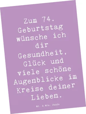 Produktbild von Mr. & Mrs. Panda Postkarte Spruch 74. Geburtstag - Lavendeltraum - Geschenk, einzelkarte, neues Lebensjahr, Grußkarte, Ansichtskarten, Ansichtskarte, Alter, 74 Jahre