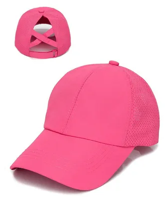 Immagine prodotto di Cappello da baseball da donna, con apertura per la coda di cavallo, regolabile, traspirante, color rosa