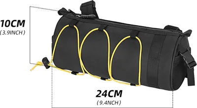 Image de Sacoche de guidon de vélo-Sacoche de vélo noire multifonctionnelle-idéale pour les VTT, à utiliser comme sacoche d'épaule