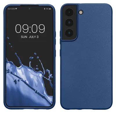 Produktbild von kwmobile Handyhülle für Samsung Galaxy S22 Hülle - Silikon Case metallisch schimmernd - Schutzhülle Cover - Metallic Dunkelblau
