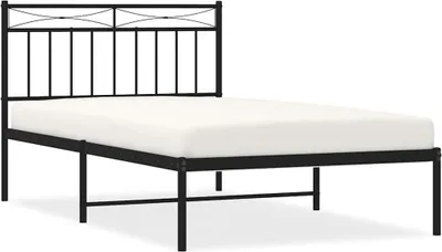 Produktbild von vidaXL Bettgestell mit Kopfteil Metall Schwarz 100x200 cm