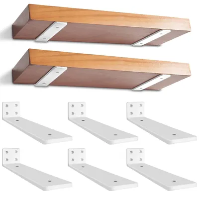 Produktbild von Set aus 6 Stabilen Wandregalträgern 25 cm, Weiß
