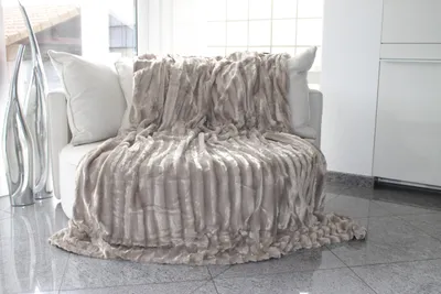 Wohndecke Kunstbout doppelseitig 150x200 cm Taupe/Grau