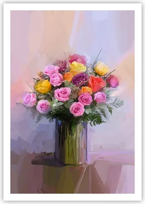 Produktbild von Poster - Poster ohne Rahmen - Blumen Vase Grafiken - 70x100 cm - Wand Bild - Wanddeko - Wandbilder - Kunstposter - Wandposter - Bilder - Kunstdruck - Wanddekoration - Wandbild - P2XPA70x100-4207