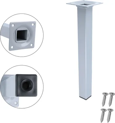 Produktbild von Tischbein Silber Möbelfuss Eckig 25x25mm Möbelbein Möbelstempel M10 Gewindegang Stahlstütze 250mm
