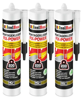 Produktbild von Isolbau Montagekleber Fix-Power 3 x 480 g Weiß Baukleber Kraftkleber Innen Außen