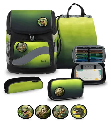 Produktbild von Belmil Smarty Plus Premium Schulranzen Set 5-teilig "Black Green"