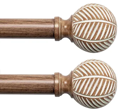 Image de Barres de rideaux en bois pour fenêtres : diamètre de 2,5 cm, barre de rideaux réglable