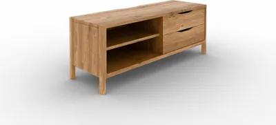 Produktbild von TV-Board Swig aus Wildeiche massiv geölt 111x50 mit 2 Schubladen und 2 Fächern