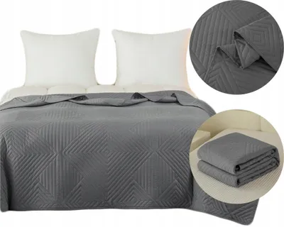 Produktbild von JadorDecor Wendbare Gesteppte Tagesdecke 170x210 cm Grau
