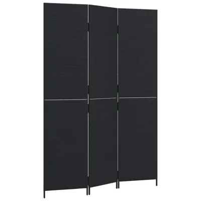Produktbild von Paravent 3-tlg. Schwarz Poly Rattan
