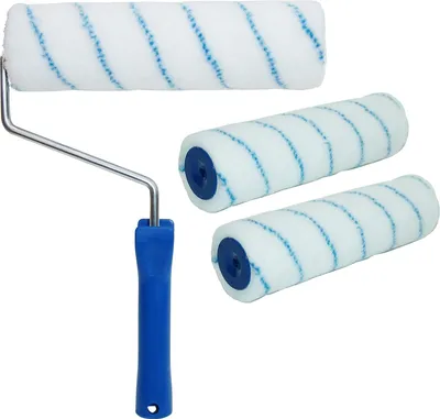 Produktbild von 3x Maler-Walze 25 cm Blaufaden + 1x Maler-Bügel 25 cm Griff blau